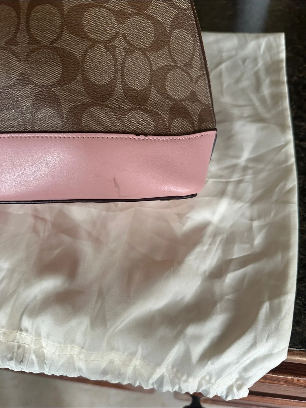 Coach Sierra Pink Trim Brown Signature Dome Satchel F27584 - Picture 5 of 13